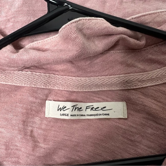 NWOT Free People Size Large Linen Blend The Posh Tee in Desert Rose Pink - Picture 2 of 11